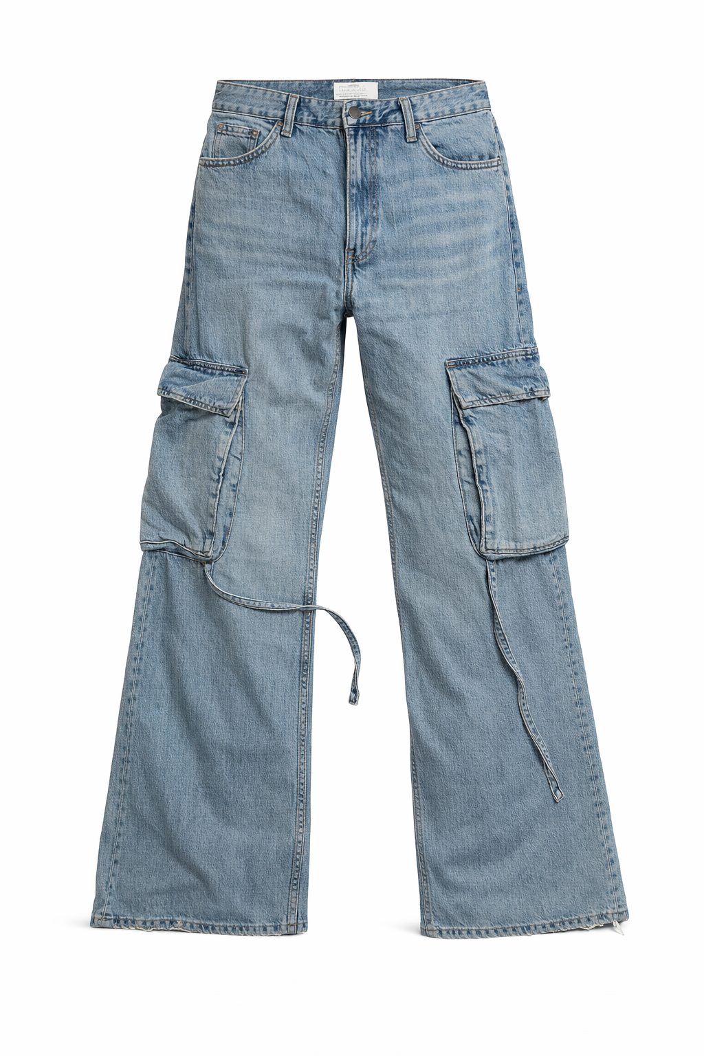 WIDE-LEG DENIM CARGO JEANS 6 POCKETS