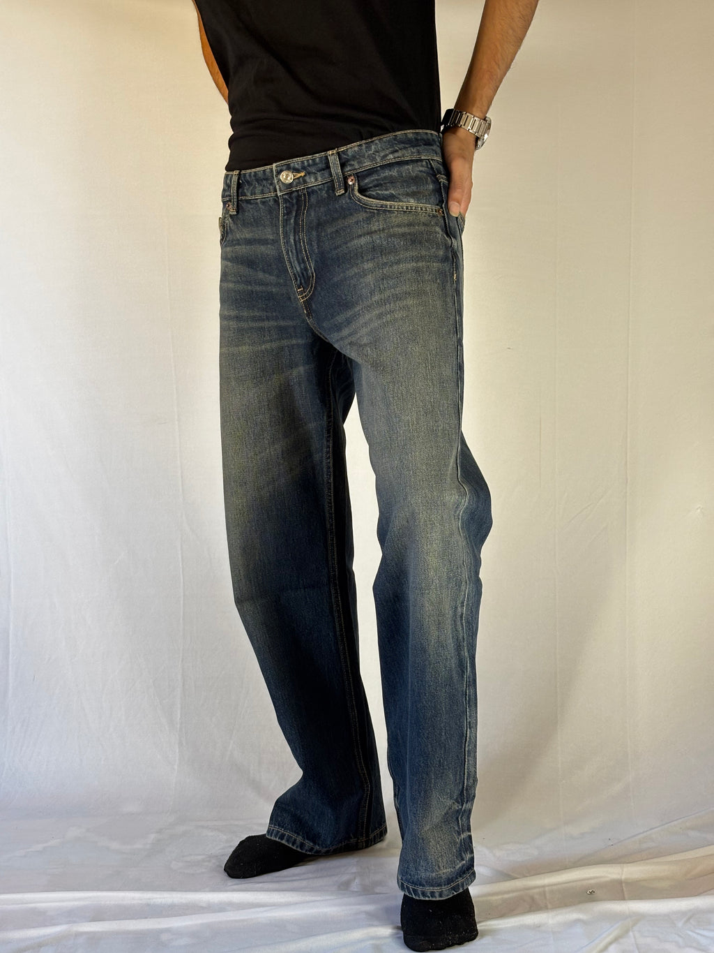Vintage Fade Straight-Leg Jeans Blue Tint