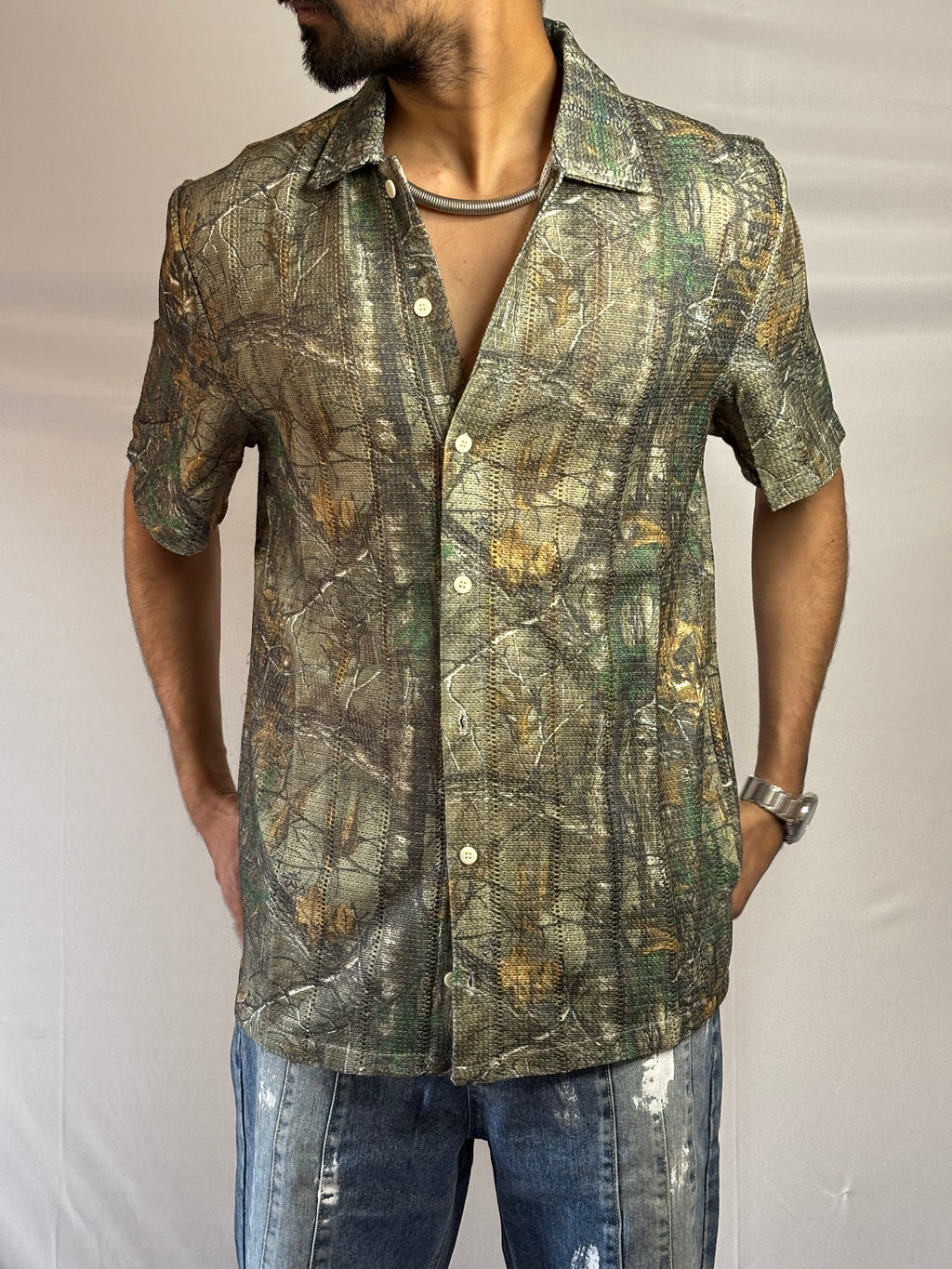 Camo Crochet Summer Shirt - EXCLUSIVE