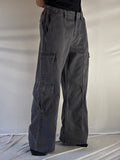 WIDE LEG CHARCOAL CARGO 8 POCKETS