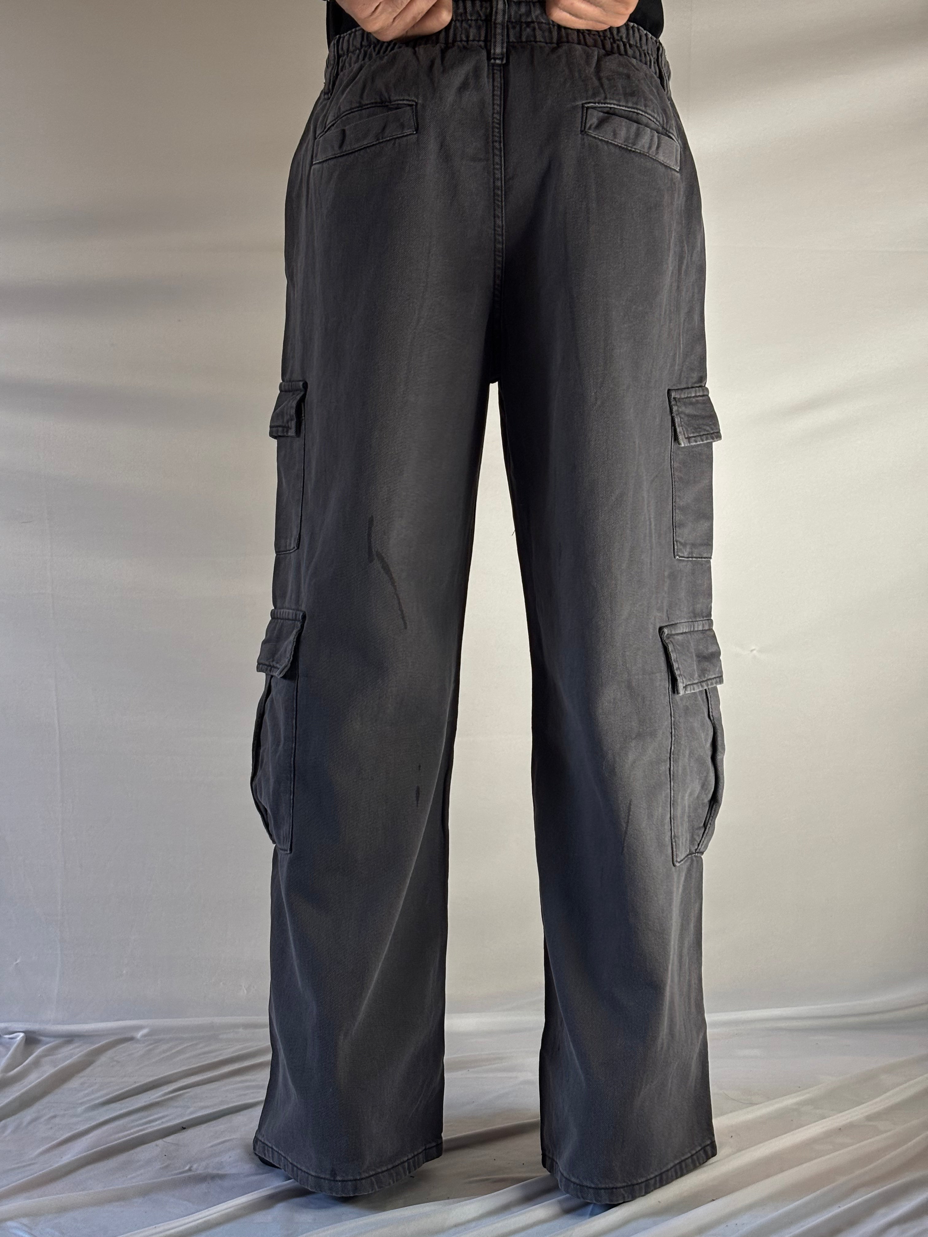 WIDE LEG CHARCOAL CARGO 8 POCKETS