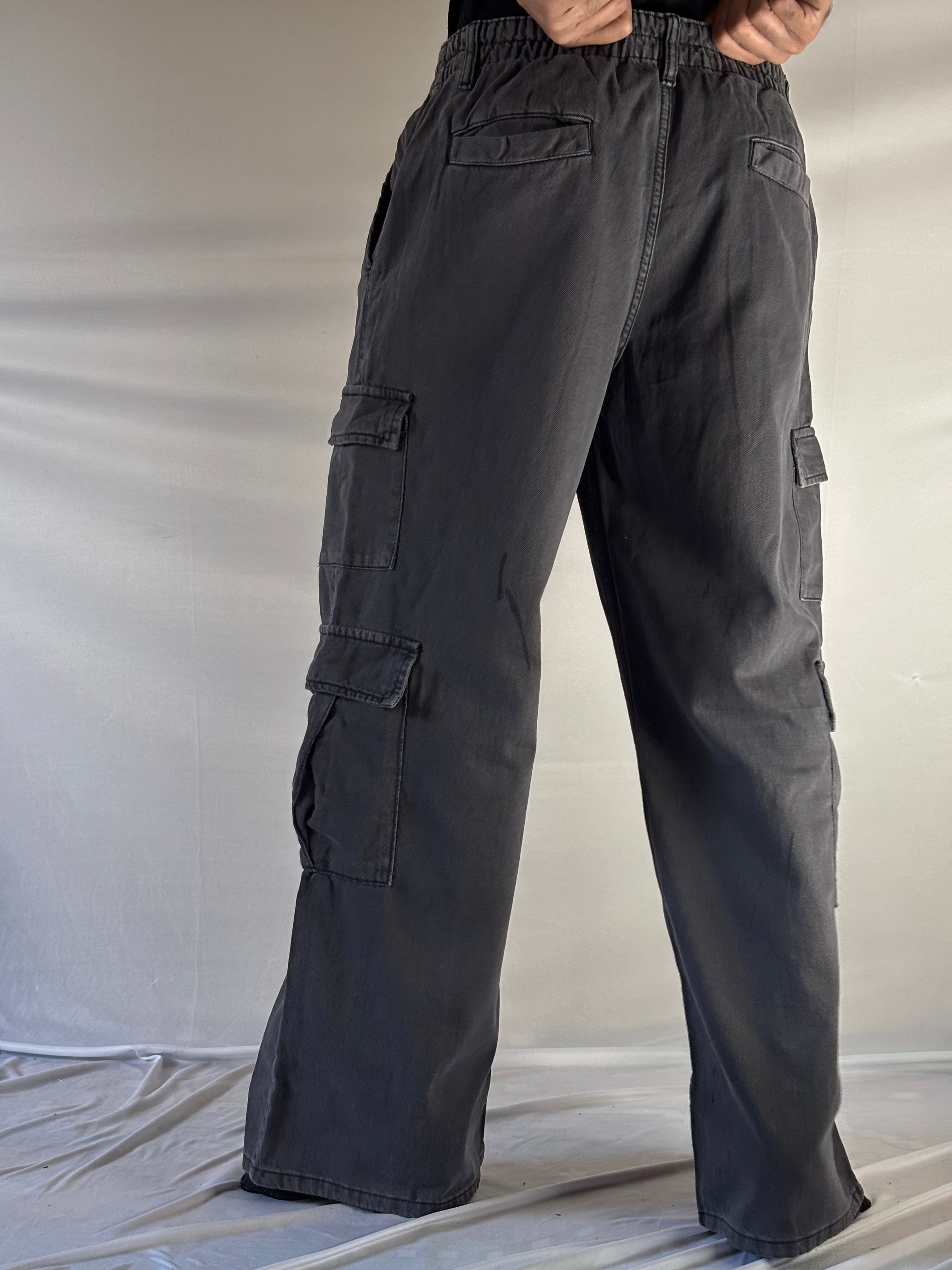 WIDE LEG CHARCOAL CARGO 8 POCKETS