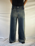WIDE-LEG FADED DENIM JEANS-ICE CREEN