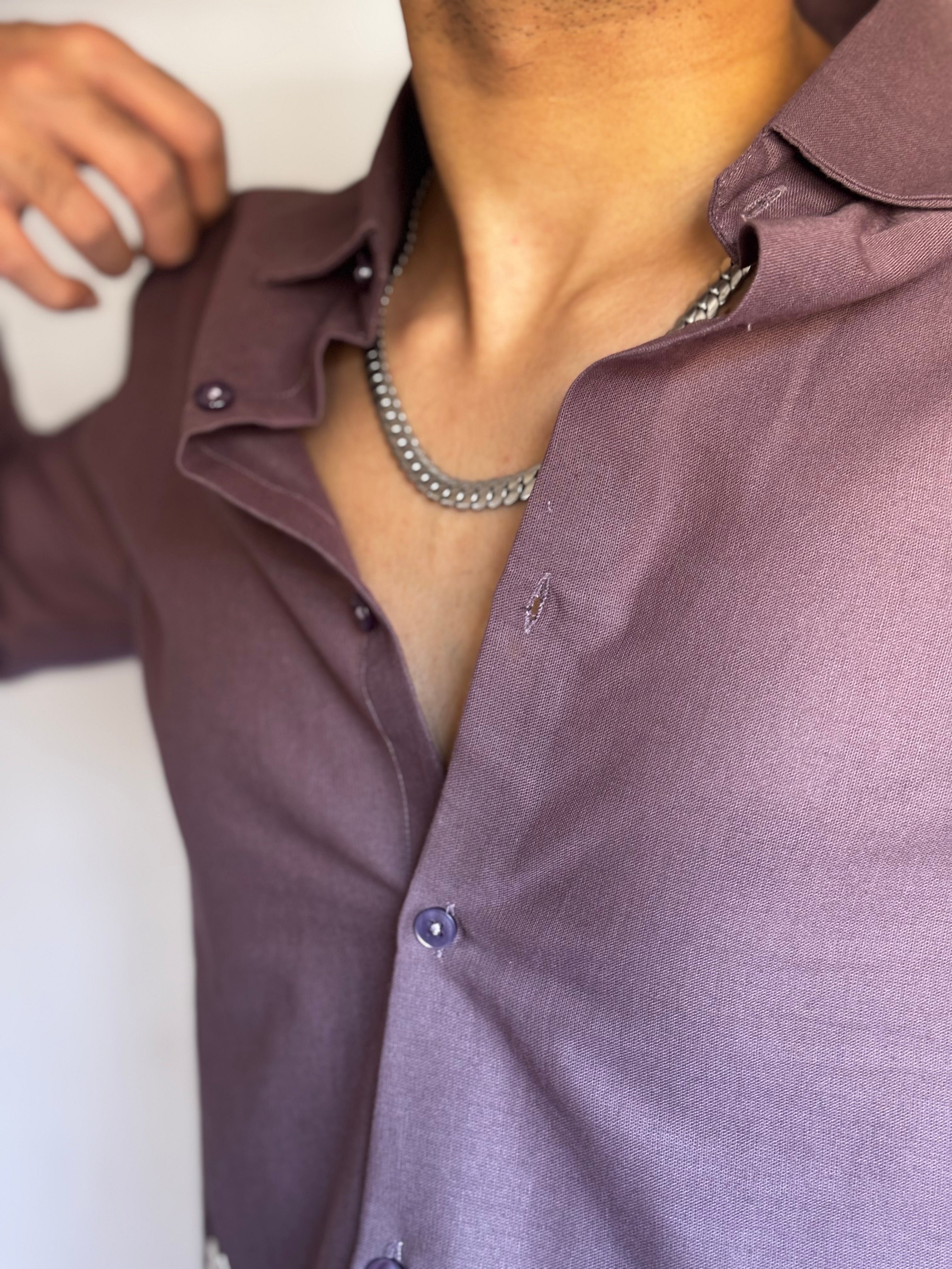 Muted Plum Floral Hem Shirt