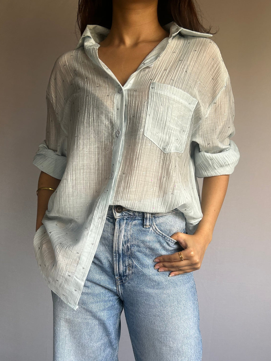 Bow printed Sheer Shirt