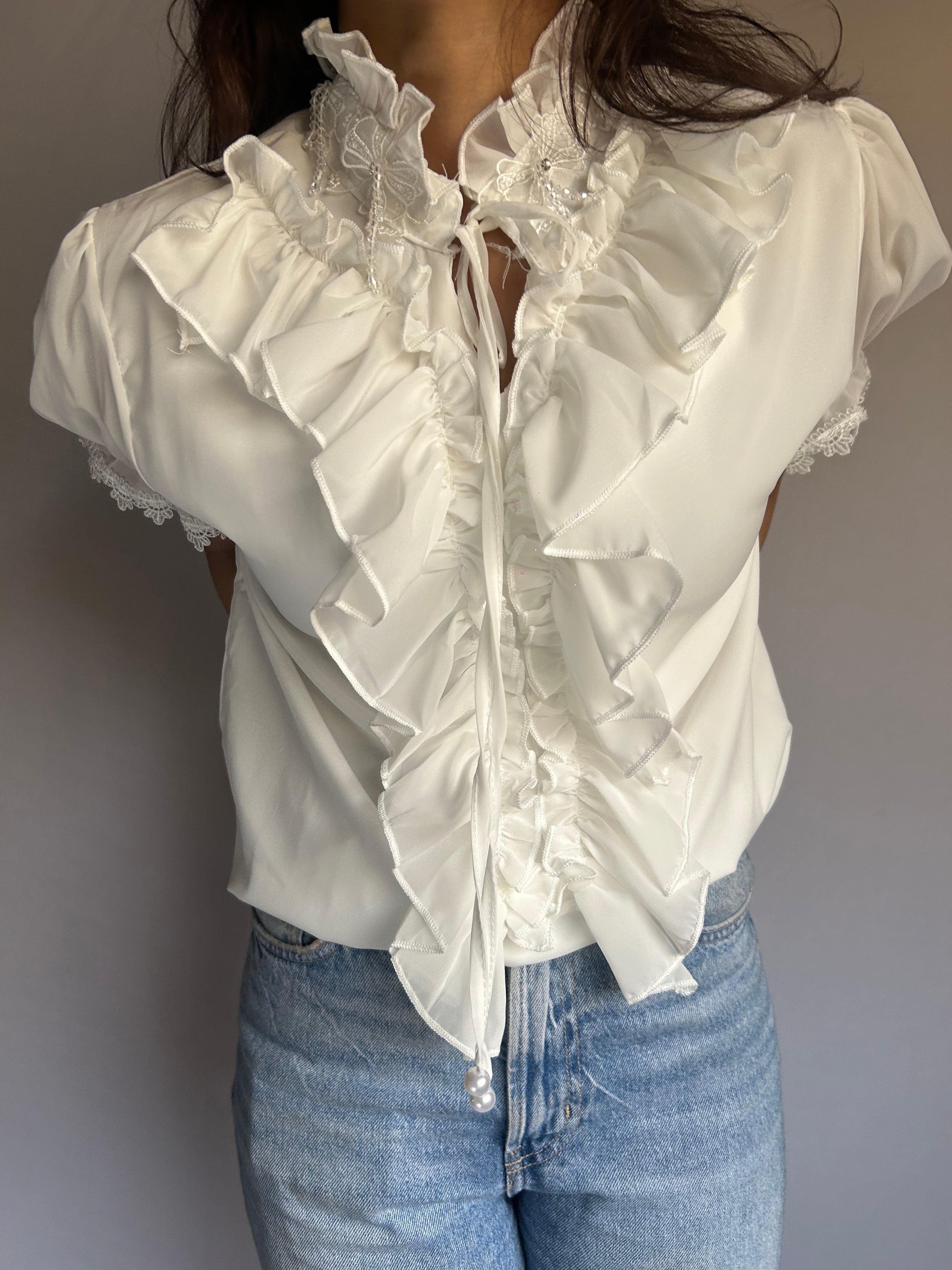 Pearl Whisper Ruffle Blouse