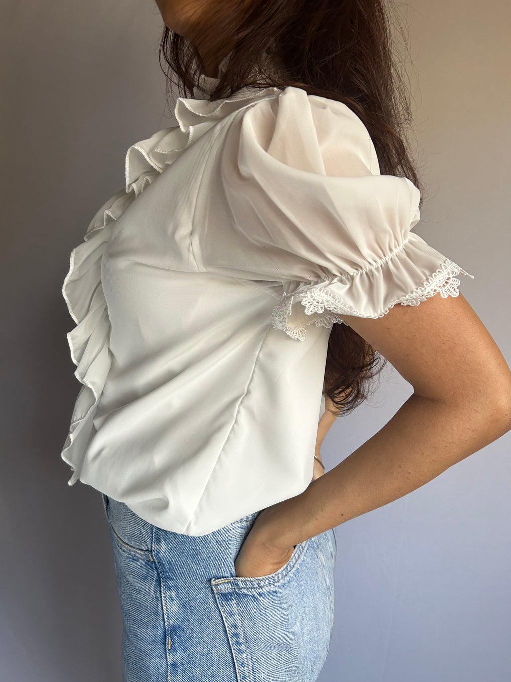 Pearl Whisper Ruffle Blouse
