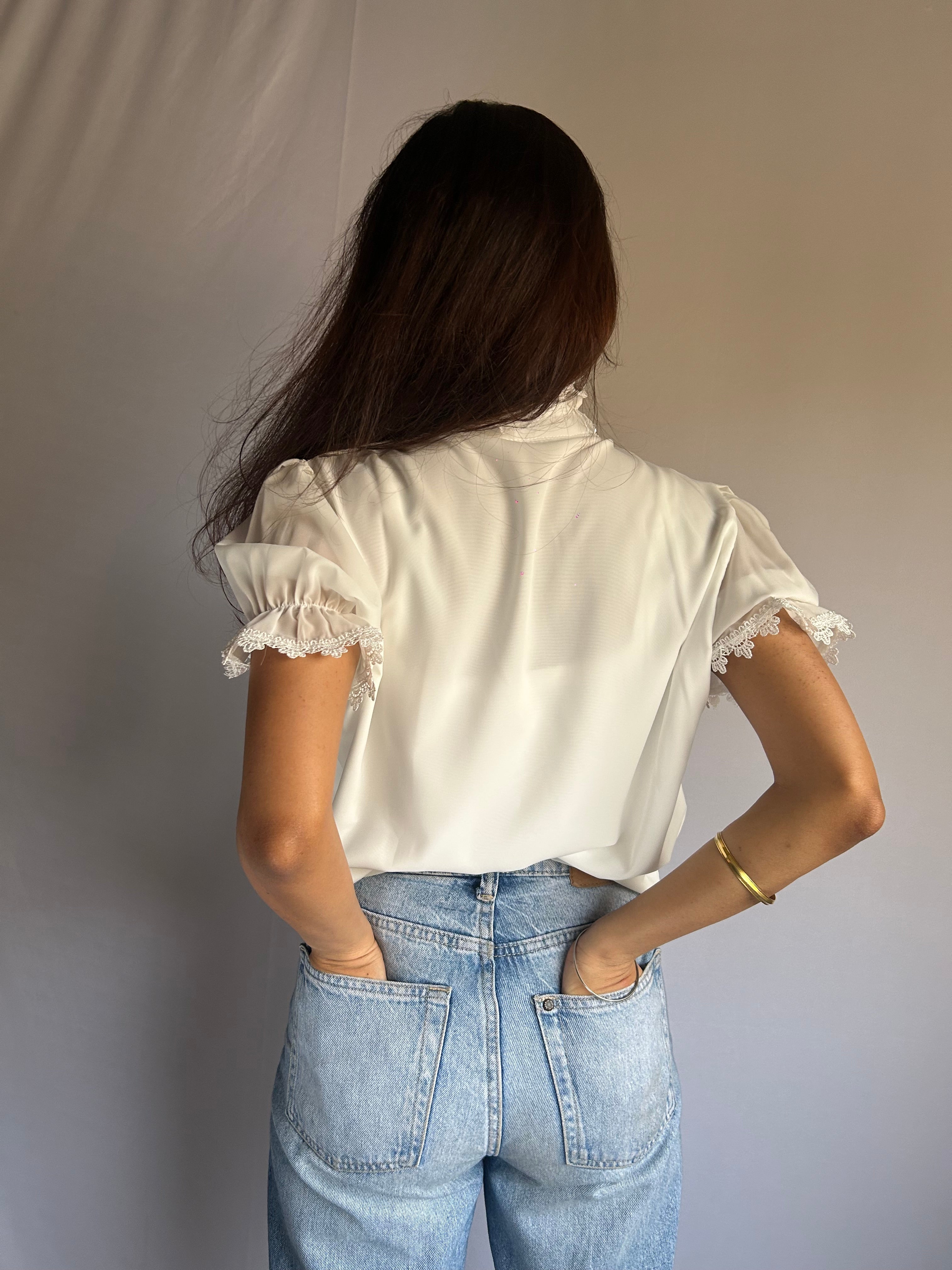 Pearl Whisper Ruffle Blouse