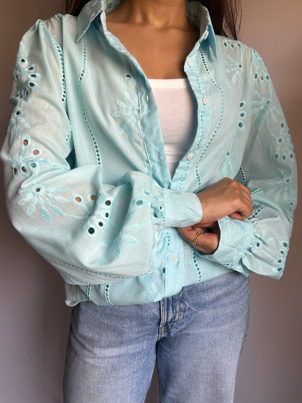 Aqua Breeze Embroidered Shirt