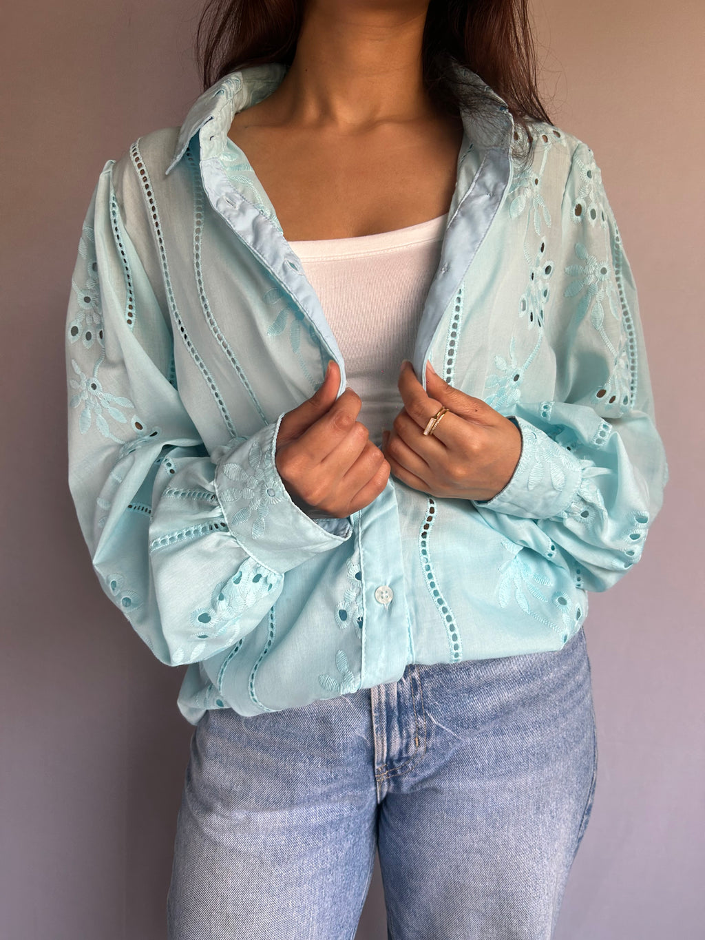 Aqua Breeze Embroidered Shirt