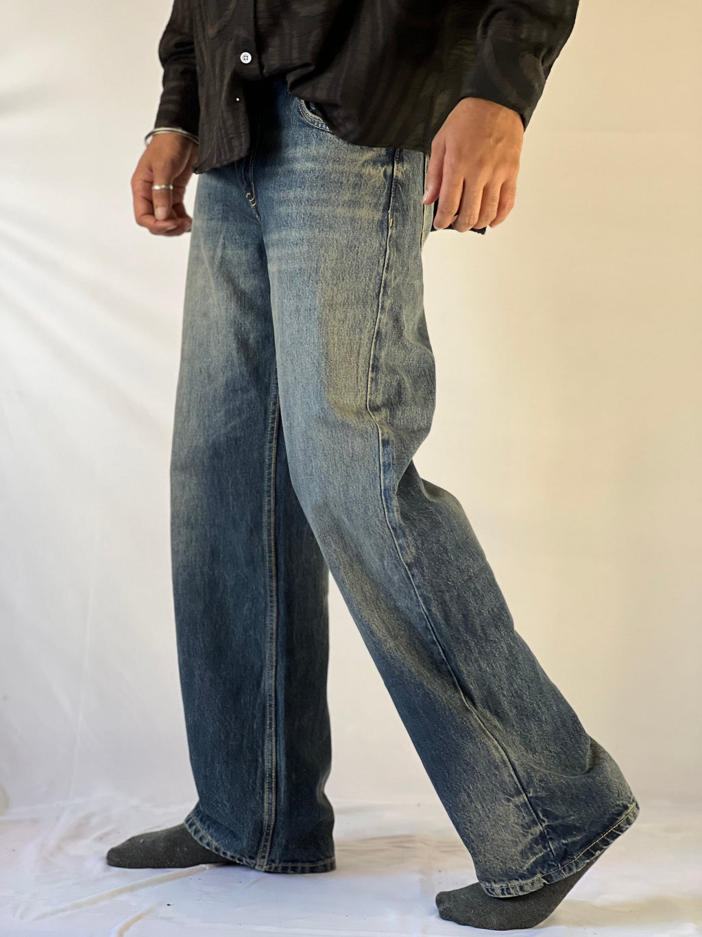 Vintage Wash Straight-Leg Jeans