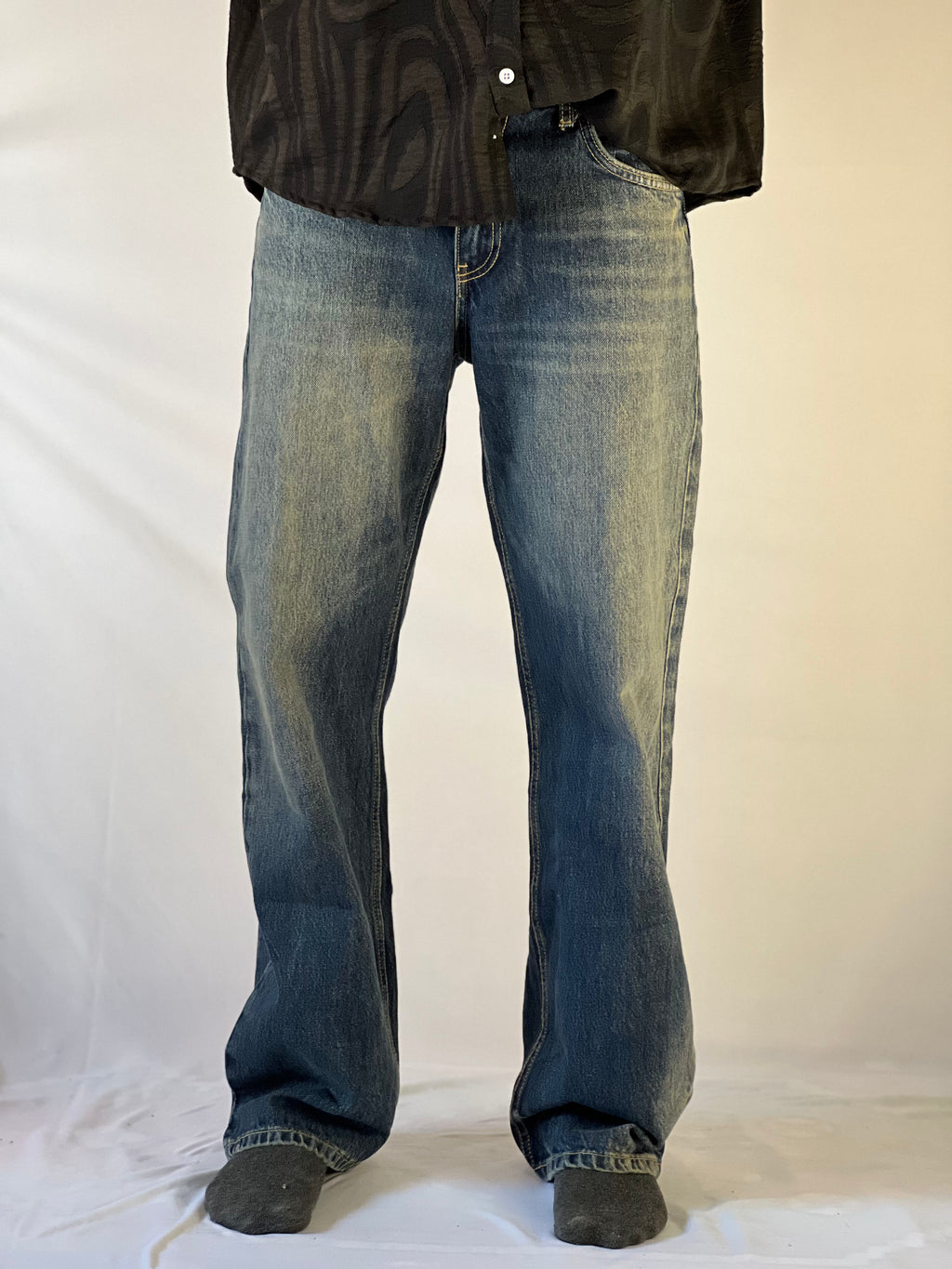 Vintage Wash Straight-Leg Jeans