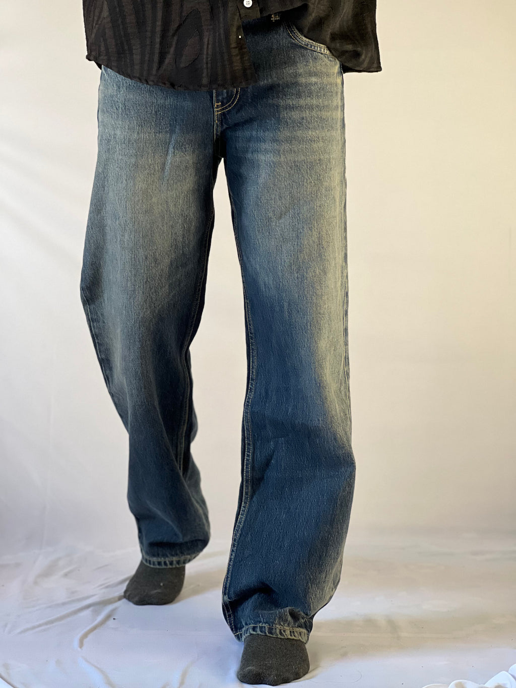 Vintage Wash Straight-Leg Jeans