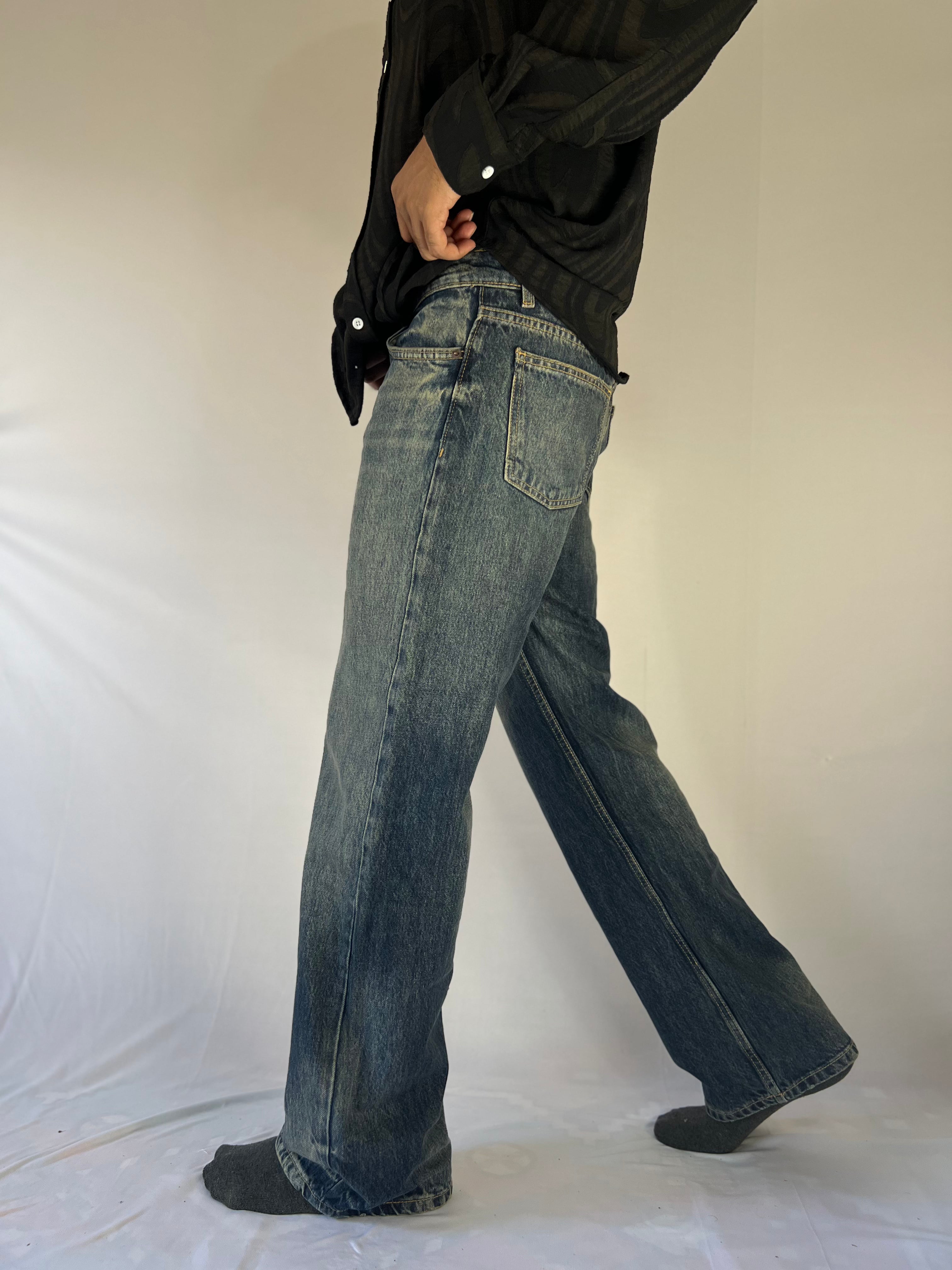 Vintage Wash Straight-Leg Jeans