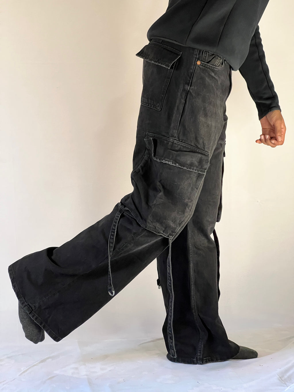 Shadow Black Cargo Wide leg Jeans