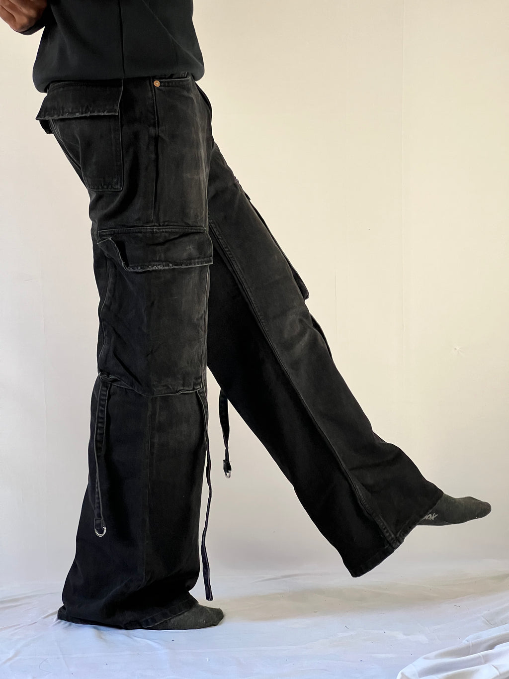 Shadow Black Cargo Wide leg Jeans