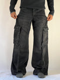 Shadow Black Cargo Wide leg Jeans
