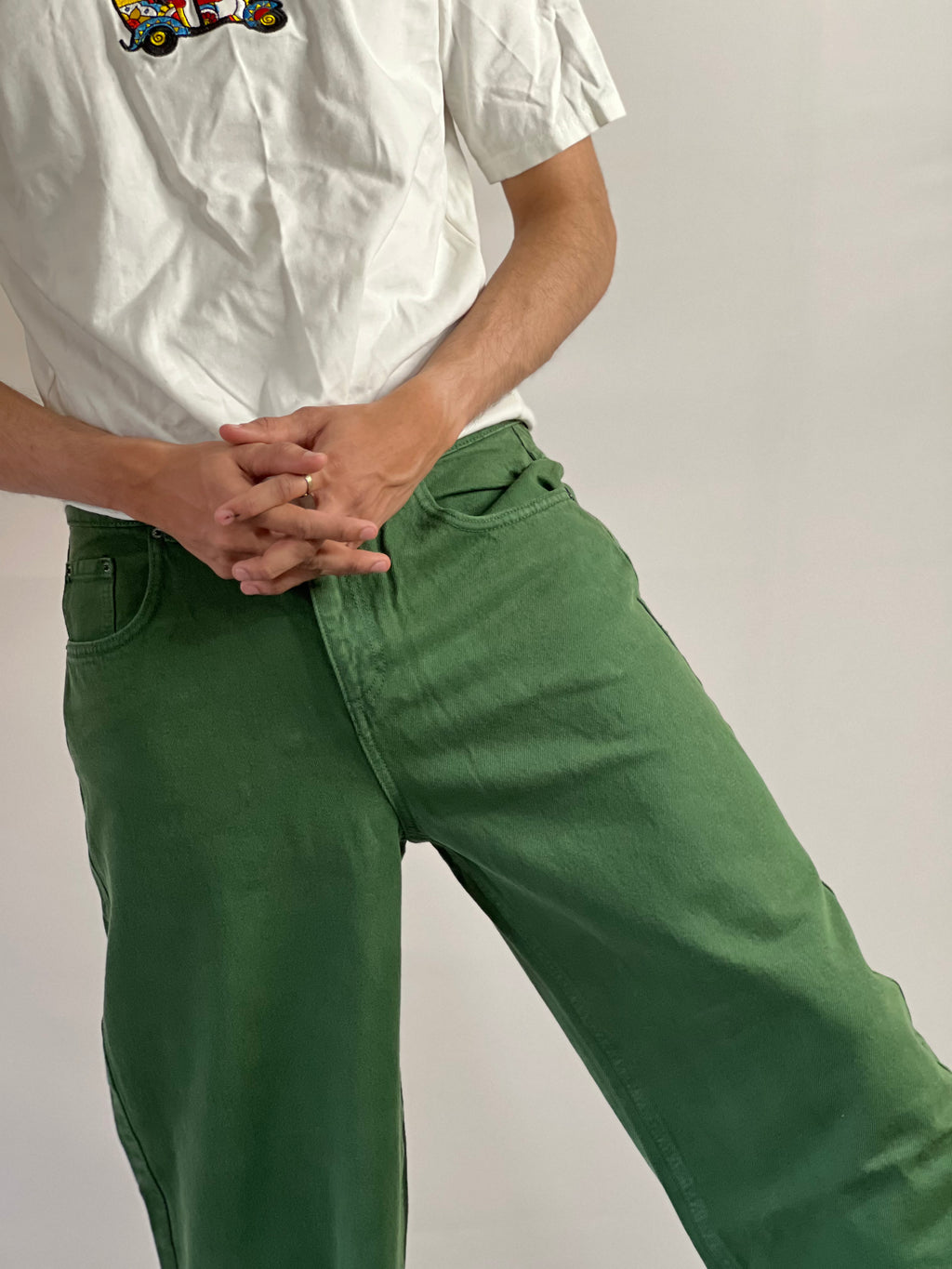 Vintage Forest Wide-Leg Denim