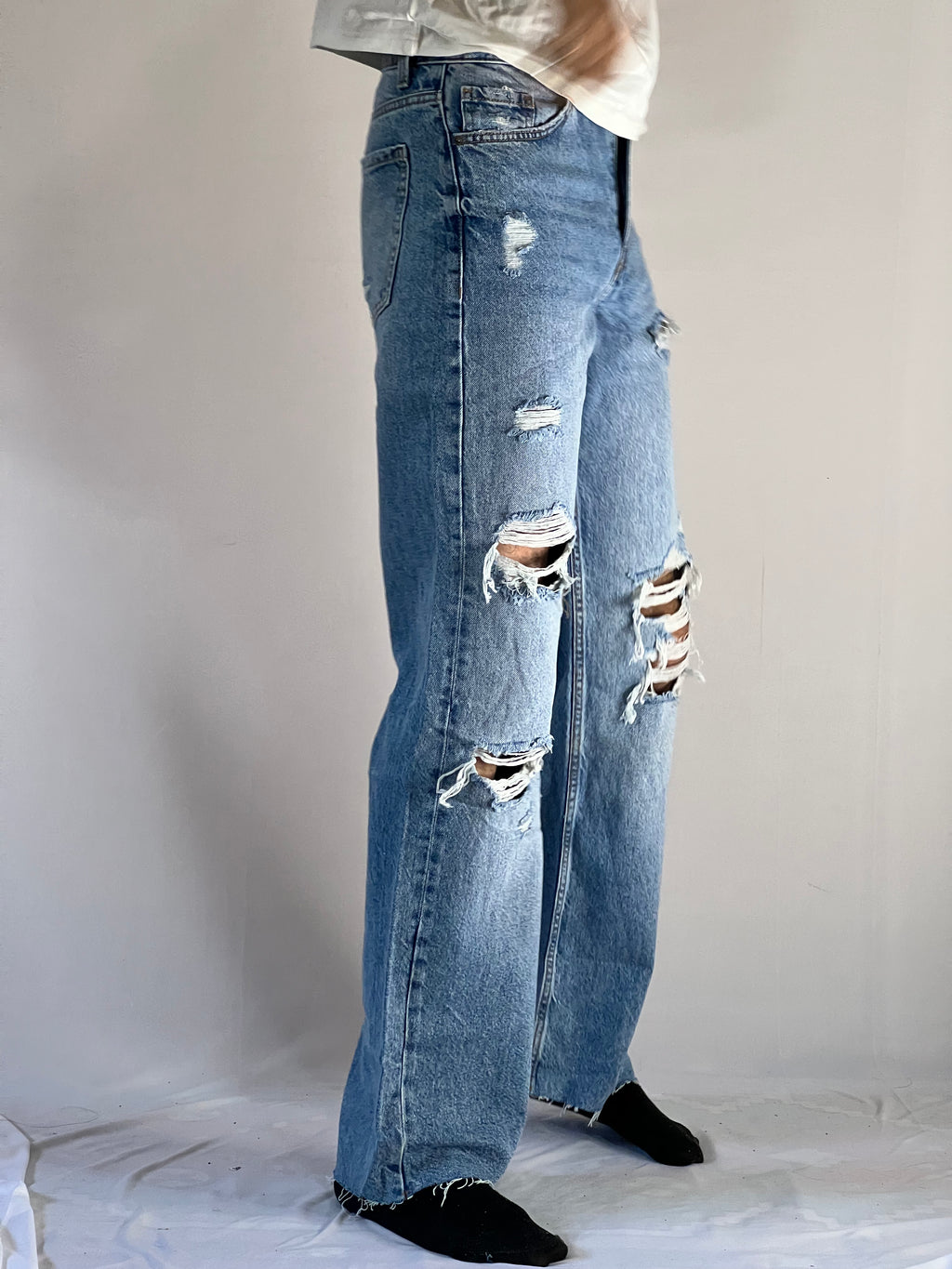 Rebel Cut Distressed Jeans